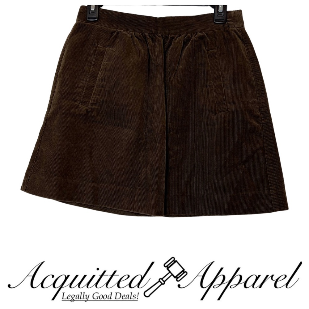 J. CREW Corduroy Brown Mini Skirt W/ Pockets Size 2